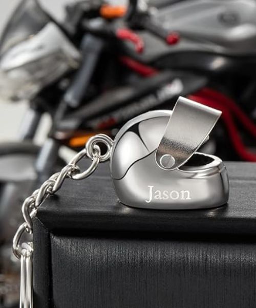 Custom Name Motorcycle Helmet Keychain